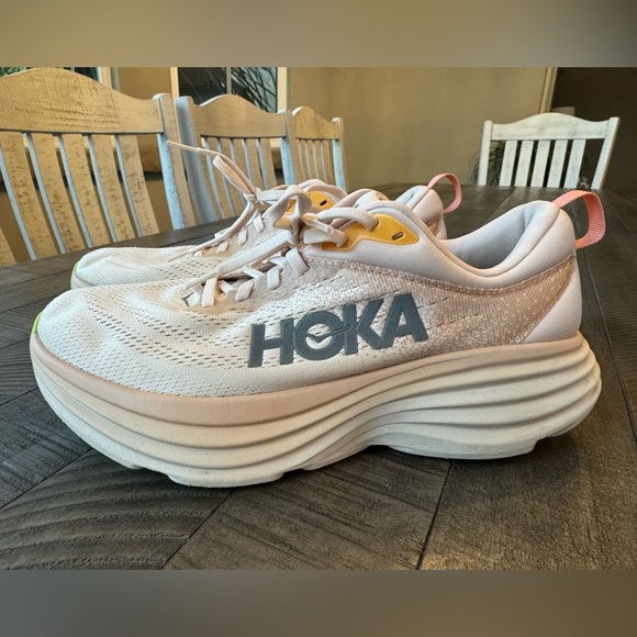Hoka One One Bondi 8 Light Pink/Cream Athletic Shoes Women's Size 9.5 B - Picture 12 of 16
